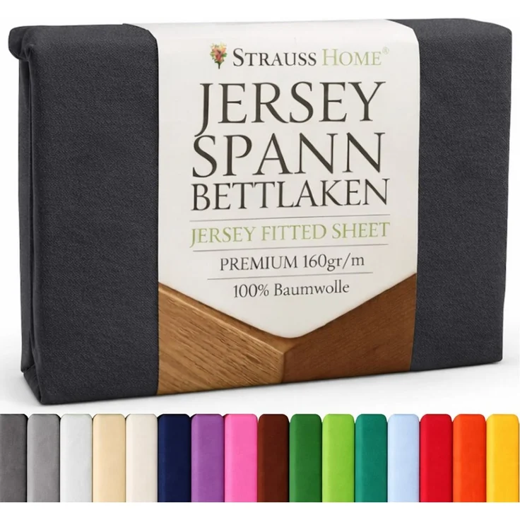 Strauss Home Spannbettlaken Premium, Gummizug: Rundumgummi, 150gr/m2 Premium Jersey 100% Baumwolle – Bild 5