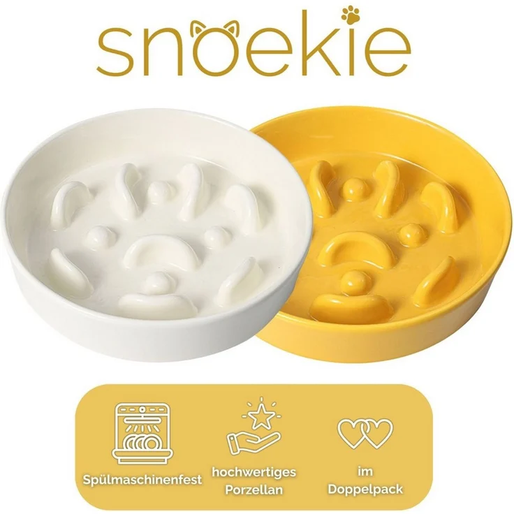 SNOEKIE Napf snoekie Porzellan Flacher Anti-Schling-Napf Hunde, Katzen 15×15×3.5cm – Bild 1