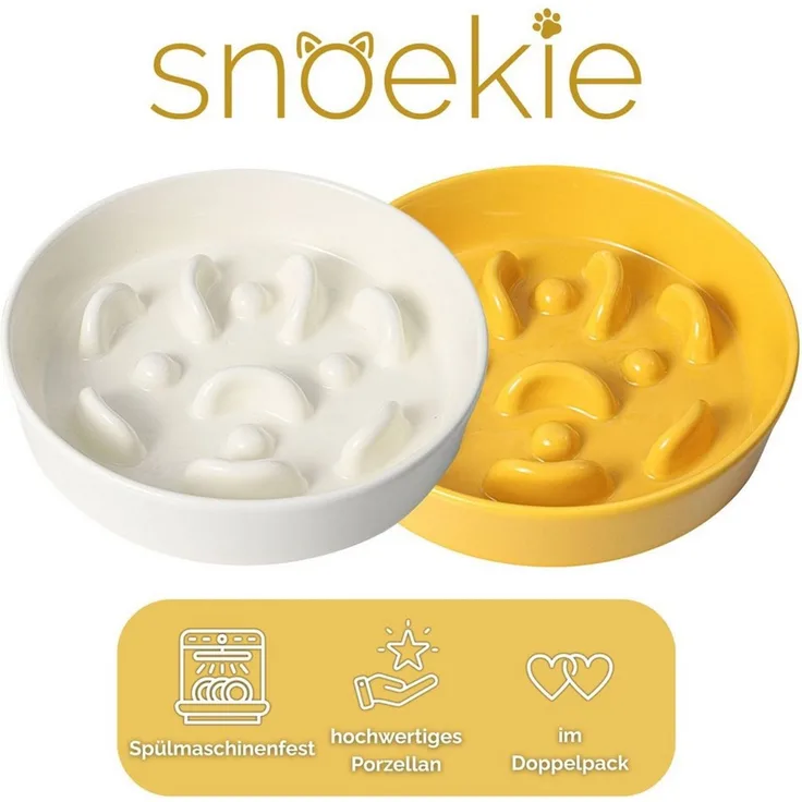 SNOEKIE Napf snoekie Porzellan Flacher Anti-Schling-Napf Hunde, Katzen 15×15×3.5cm