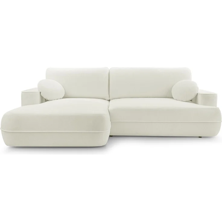 Selsey 'Fuerro' Ecksofa mit Schlaffunktion, Bettkasten, Ottomane links,Strukturstoff wasserabweisend, Weiß – Bild 1