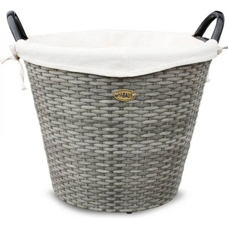 HABAU Holzkorb mit Stoffeinsatz, 48 cm, Grau, aus Polyethylen, mit Metallrahmen – Bild 4