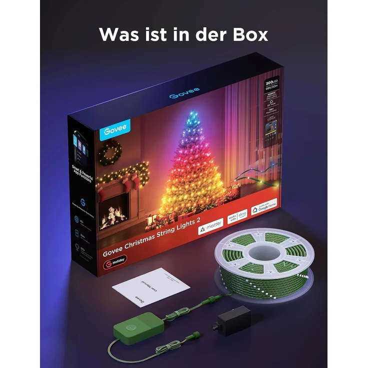 Govee RGBWIC Christmas Lights, 300 LEDs Weilnachtsbeleuchtung Außen, 30M Smarte Lichterkette Innen für Weihnachtsdeko, 130+ Szenen-Modi, Shape Mapping, Kompatibel mit Alexa, Grünes Kabel – Bild 8