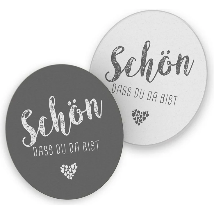 itenga Bierdeckel itenga 40x Bierdeckel Untersetzer "Schön dass du da bist" taubengrau g – Bild 1