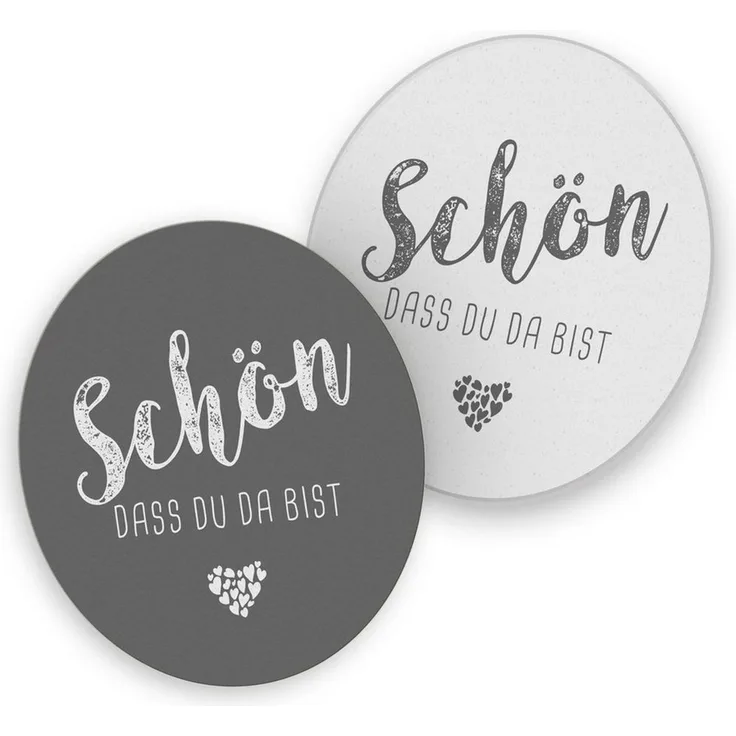 itenga Bierdeckel itenga 40x Bierdeckel Untersetzer "Schön dass du da bist" taubengrau g