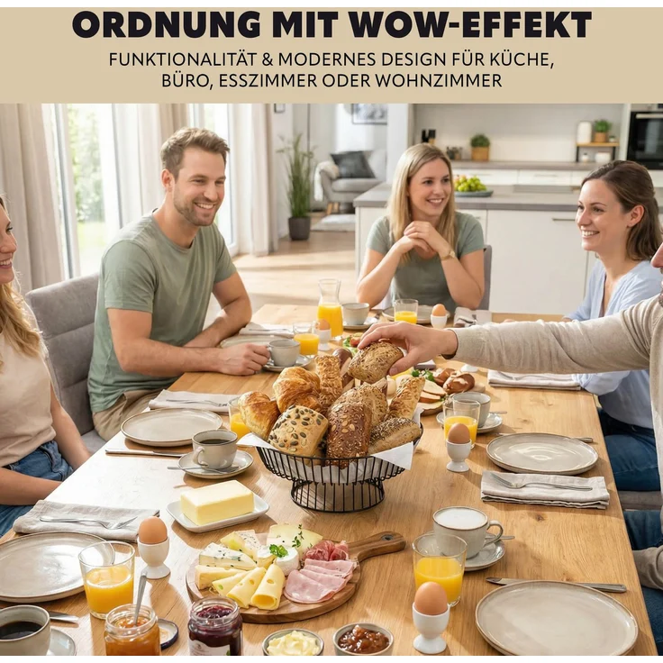 eluno Obstkorb - Brotkorb, runde Obstschale aus schwarzem Metall – Bild 5