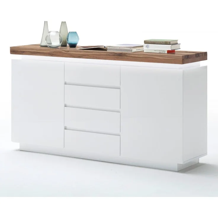 Romina Sideboard - Weiß matt Eiche massiv