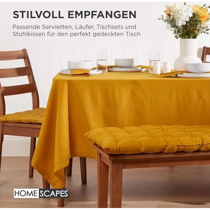 Homescapes Stuhlkissen 3er Bankauflage gelb 100% Baumwolle – Bild 9