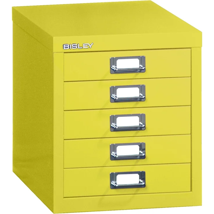 Bisley Schubladenschrank aus Metall für DIN A4 in zinkgelb Schrank mit 5 Schubladen Büroschrank Werkzeugschrank, L125-641 – Bild 1