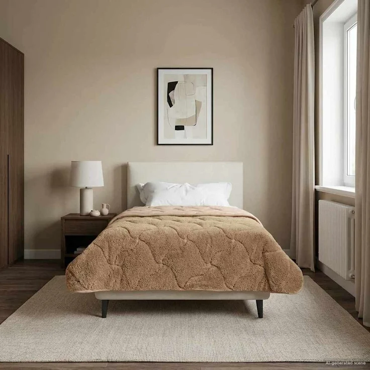 vidaXL Winterbettdecke Taupe 140 x 220 cm Mikrofaser und Teddy-Fleece 42026355 – Bild 4
