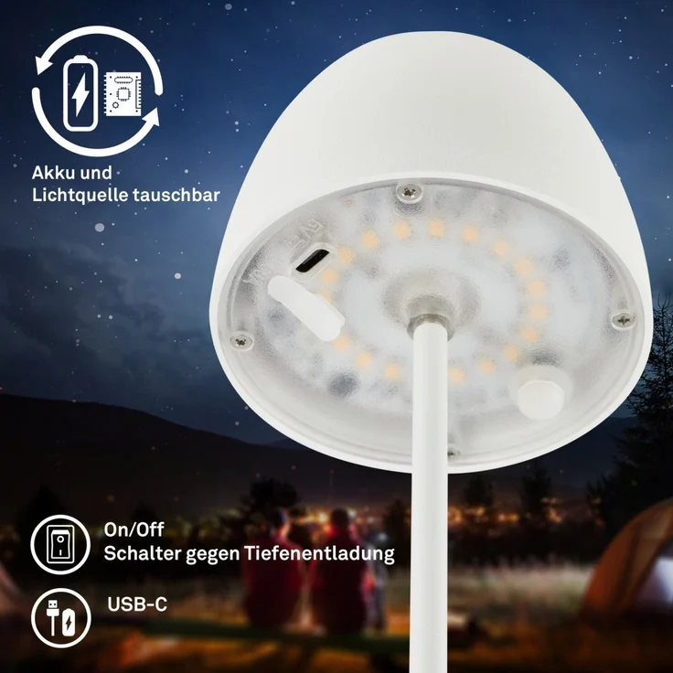 DiKa LED Akku-Tischleuchte Serina Mini Touch weiß 20 x 8 cm warmweiß – Bild 4