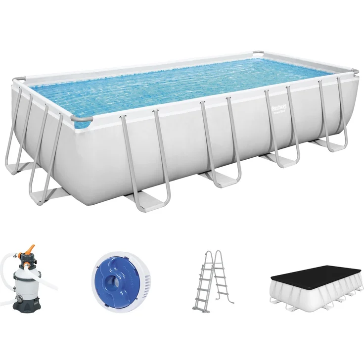 Power Steel™ Frame Pool, Lichtgrau, 488 x 244 x 122 cm – Bild 2