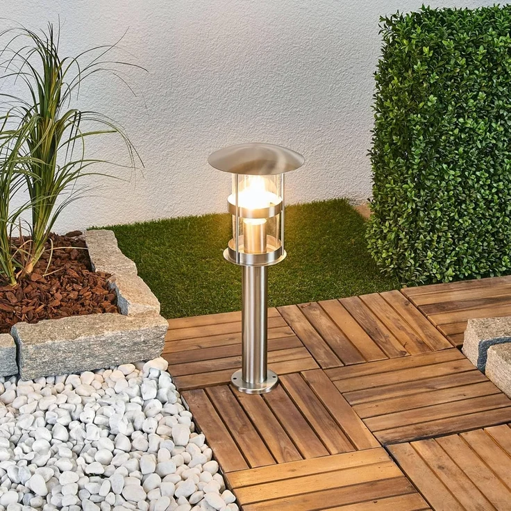 Lindby Außen-Stehlampe Noemi, Edelstahl Alu IP44, 1 x 60 W – Bild 4