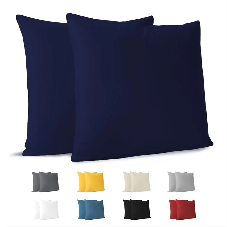 Dreamzie Kissenbezug 60x60 cm (2er Pack)- 100% Jersey Baumwolle 150 g/qm Kissenbezüge -Dunkelblau - Für Kissen 60x60 cm - Kissenhülle - Kissenbezug - Resistent und Hypoallergen – Bild 1