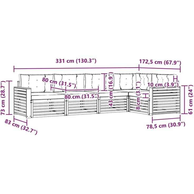 vidaXL Outdoor-Sofagarnitur 5 stk. 5-Sitzer Weiß und Creme Polyester 3390490 – Bild 10