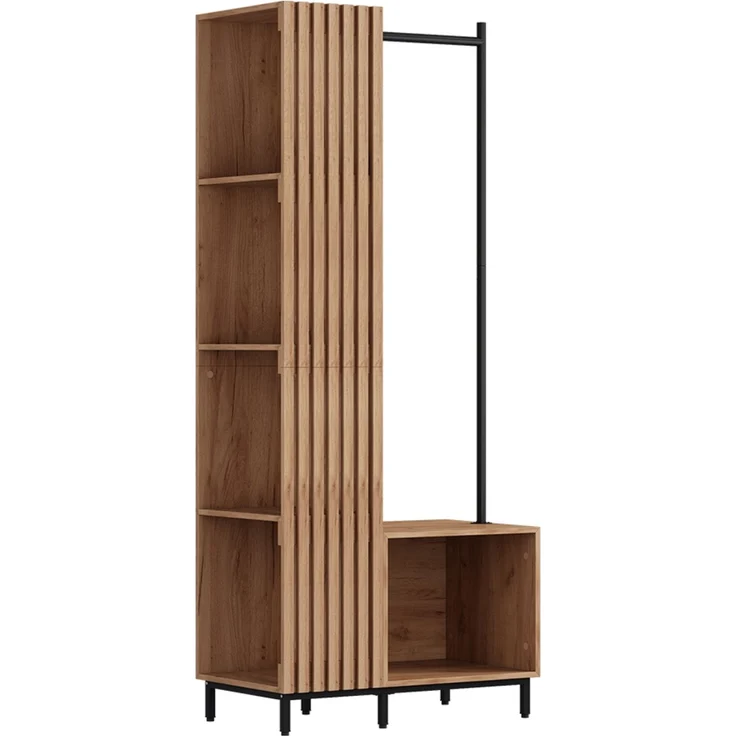 Garderobe Zinto dąb kraft złoty 80 x 187 cm mit 5 Ablagefächern Vicco – Bild 1
