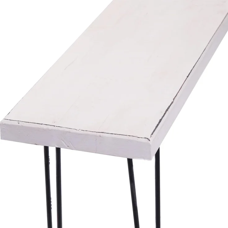 Sitzbank Bohle 120 Mahagoni Massivholz, Metallbeine 06 weiß-landhaus – Bild 4