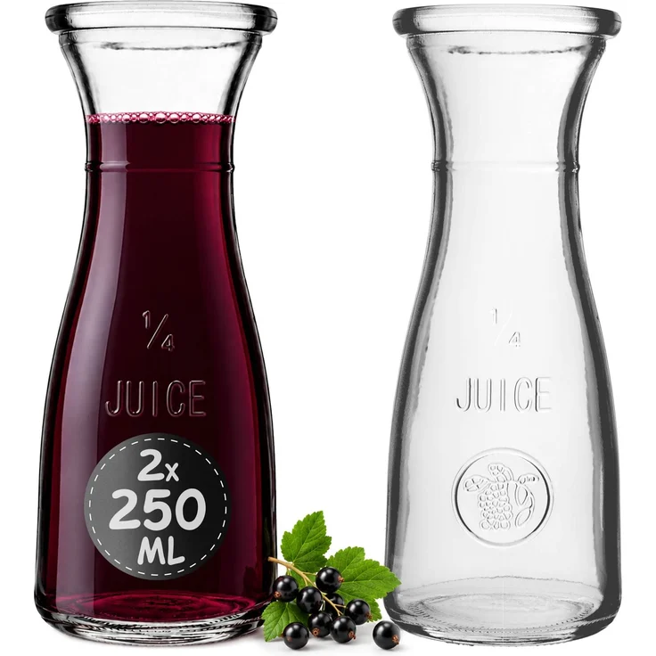 KADAX Glas-Wasserkaraffe, Glaskrug, 250 ml, Limonaden-Getränkeset, 2-tlg – Bild 1