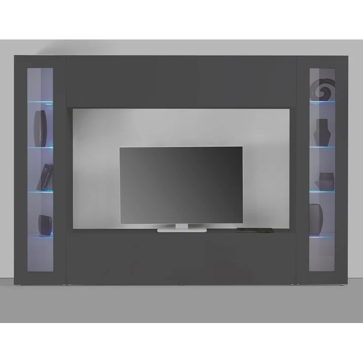 Wohnwand >Benevent< (4-teilig) in Anthrazit matt - 260x180x30 (BxHxT) – Bild 2