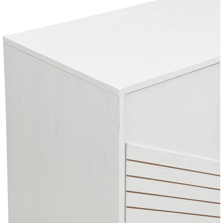 ZUBALIYA Sideboard 160x40x80,5 cm, mit verstellbaren Einlegeböden, mit 4 Türen, aus MDF, Weiß / Holzfarben – Bild 15