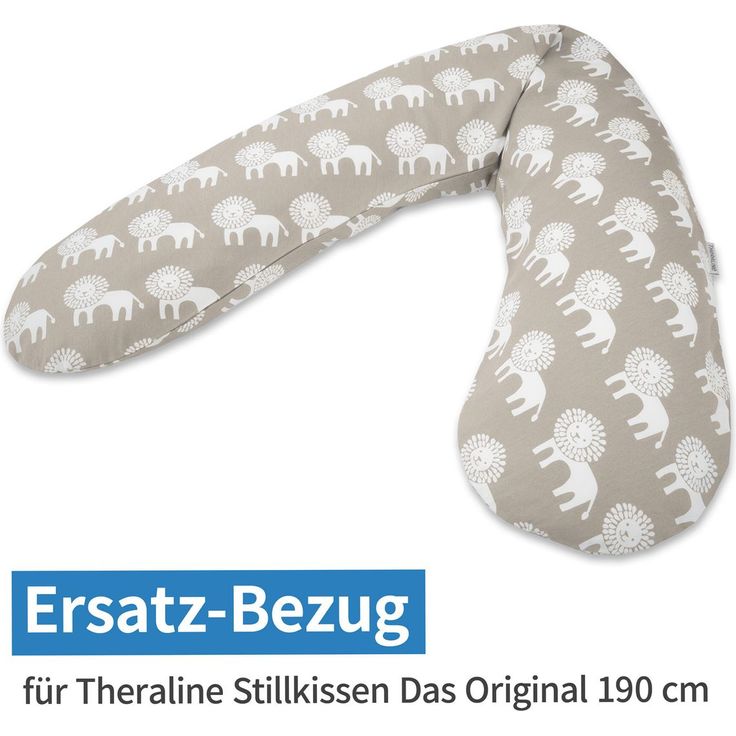 Theraline Ersatzbezug für Stillkissen Das Original 190 cm, Oeko-Tex zertifizierte Baumwolle, Muster Wüstenkönig, Farbe Taupe