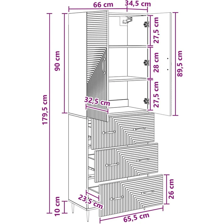 vidaXL Schrankset 2 pcs Sonoma-Eiche 66 x 34,5 x 90 cm Holzwerkstoff 3416639 – Bild 8
