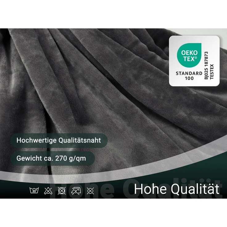 ZOLLNER Kuscheldecke, 100% Polyester, 150x200 cm, anthrazit – Bild 4