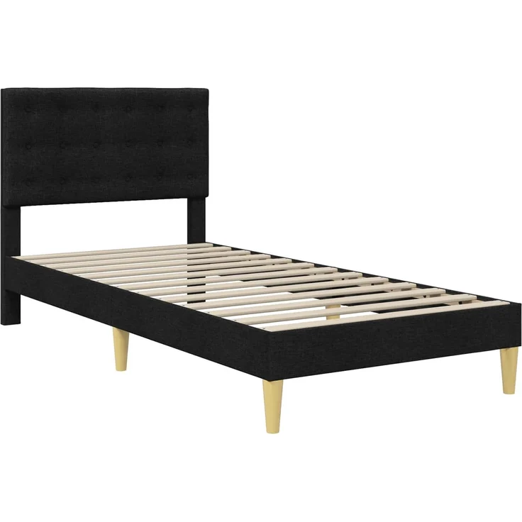 vidaXL Bettgestell mit Matratze mit Kopfteil Schwarz 90 x 190 cm Stoff 3415264 – Bild 4