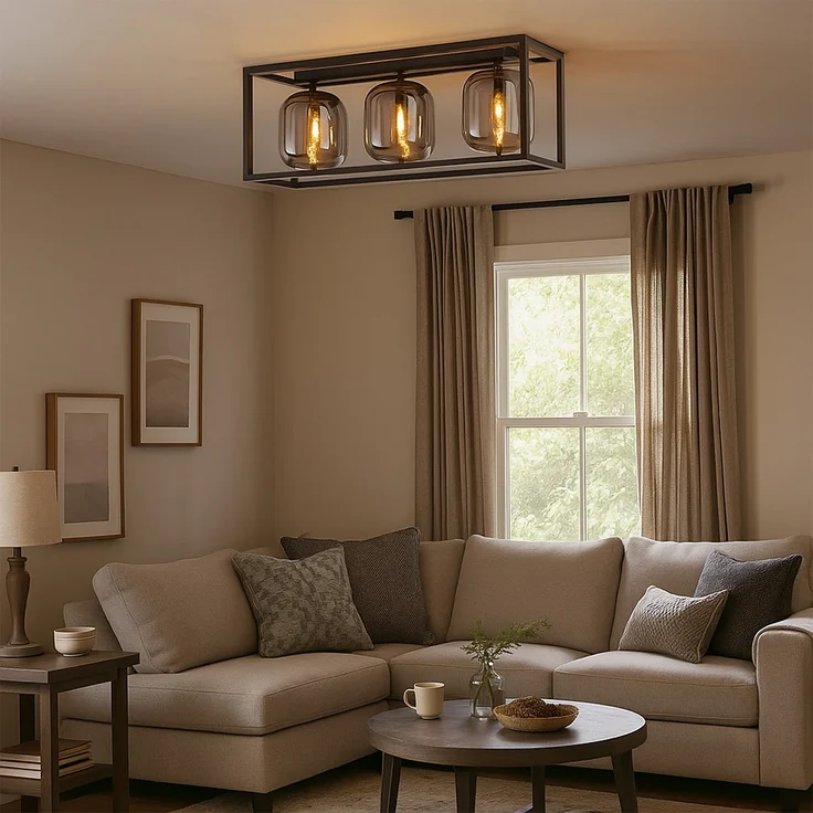 Deckenleuchte, schwarz, Glas rauch, L 77 cm – Bild 4