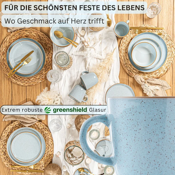 SÄNGER Kaffeebecher Set Rio Lagune- 6 teilig aus Steingut – Bild 3