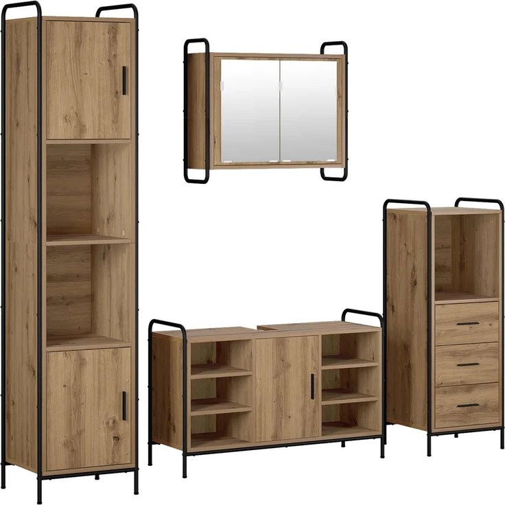 vidaXL Badezimmerschrank-Set 4 stk. Artisan-Eiche 40 x 36 x 181 cm 3444638 – Bild 2