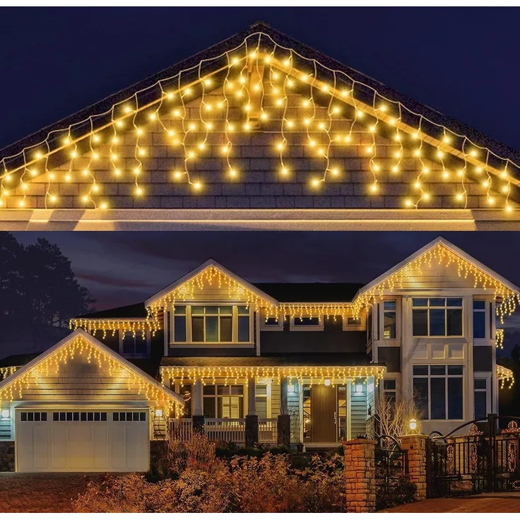 LEDYA Eisregen Lichterkette Außen, 14M 360 LED Lichterkette Weihnachten, Weihnachtsbeleuchtung Außen mit Timer 8 Modi, Memory-Funktion Wasserdicht Lichterkette für Terrasse Balkon Weihnachtsdeko