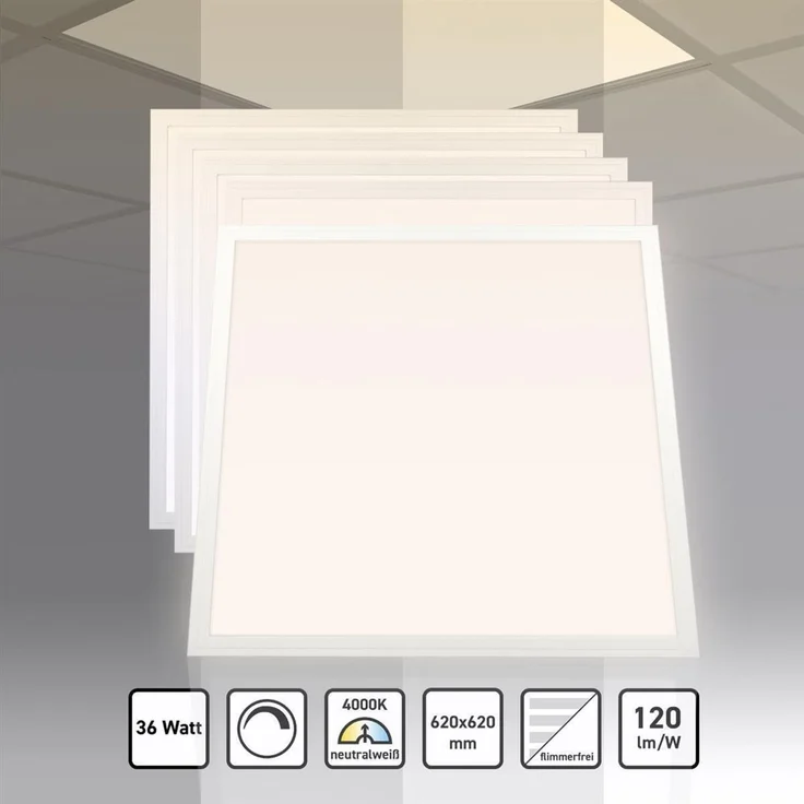 5x LED Panel 62x62 Neutralweiß 4000K 36W dimmbar 0-10V PLs3.0 – Bild 2