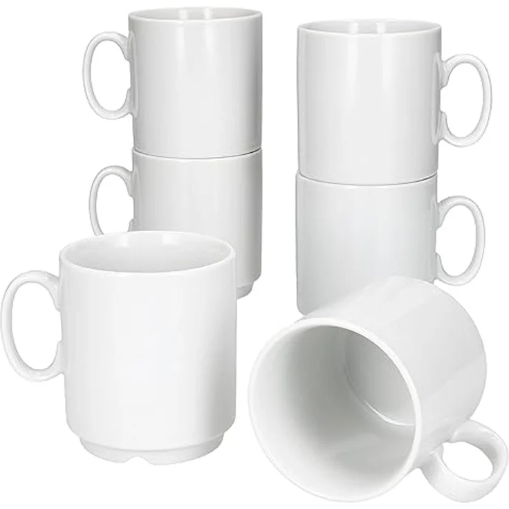 MamboCat Becher 6er Set Event Kaffeebecher 250ml weiß Porzellan-Tassen stapelbar, Porzellan – Bild 2
