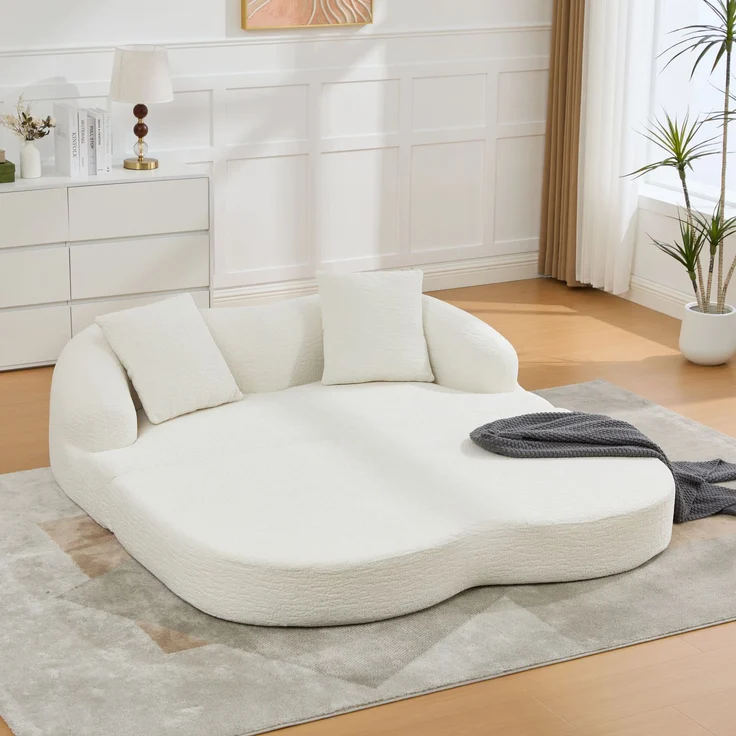 ZUBALIYA Schlafsofa 84x65 cm, mit LED - Beleuchtung, mit Chenille - Bezug, modular aufgebaut, mit Schaumstoffpolsterung, Beige – Bild 13