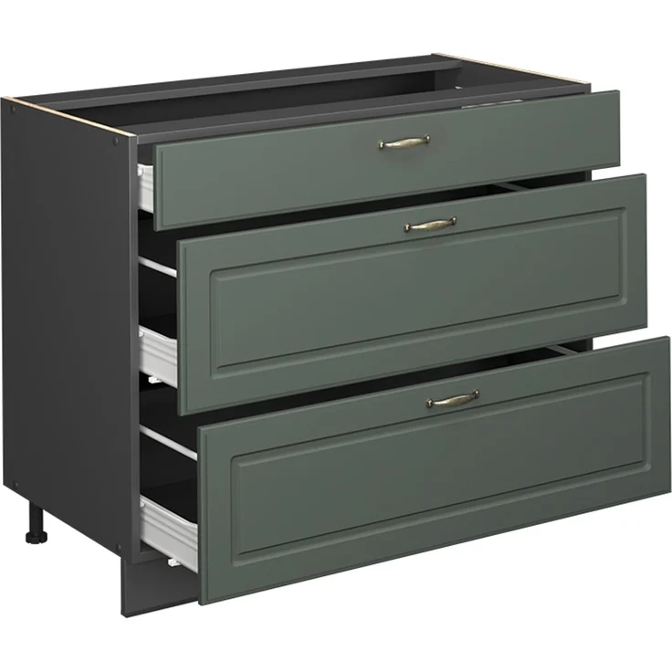 Küchenunterschrank Fame-Line Grün-Gold Landhaus/Anthrazit 100 cm, AP Anthrazit Vicco – Bild 6