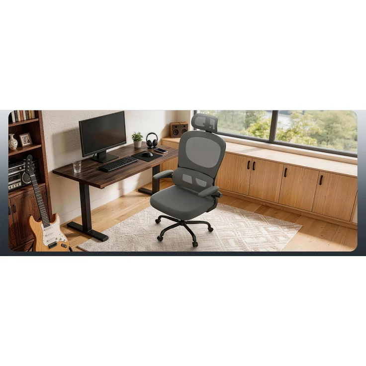 Botifly Ergonomischer Bürostuhl, Mesh-Gewebe, Grau, 90°-120° Wippfunktion, 10 cm Höhenverstellbar, 52 x 25.5 x 62 cm – Bild 9
