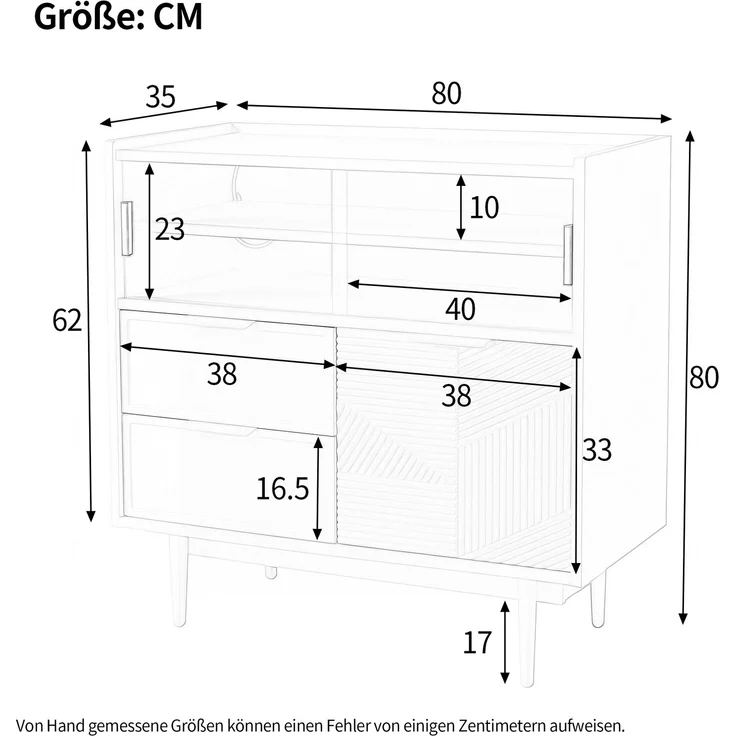 Merax Sideboard, Ablageschrank, Badezimmerschrank, Sideboard mit Lichtleiste, Weiß – Bild 4