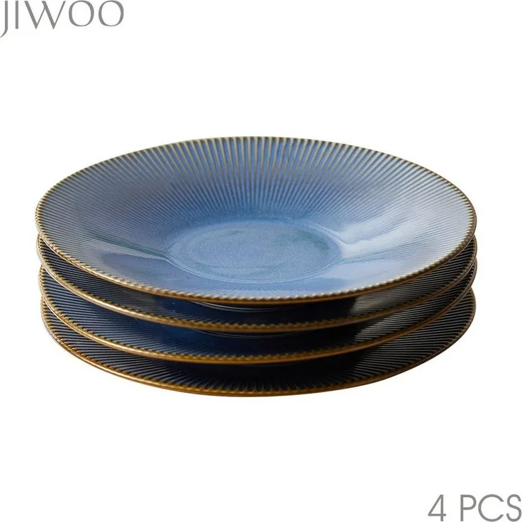 JIWOO Teller 4er,Ø21,5cm,Frühstücksteller,Salatteller,Dessertteller,Pastateller, (4 St), Keramik,Mikrowellen-und spülmaschinenfest,Glänzende Reaktivglasur
