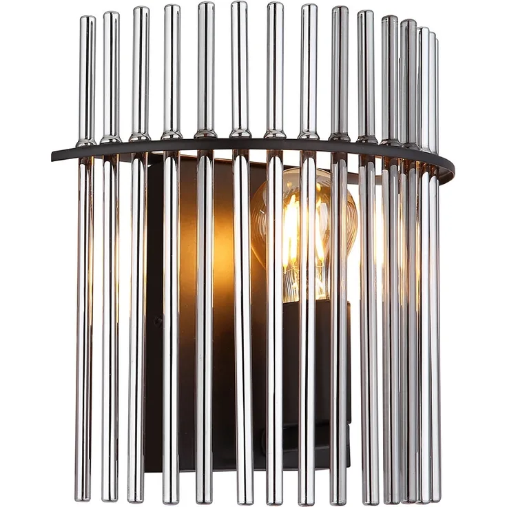 Wandleuchte, Metall, Glas, rauchfarben