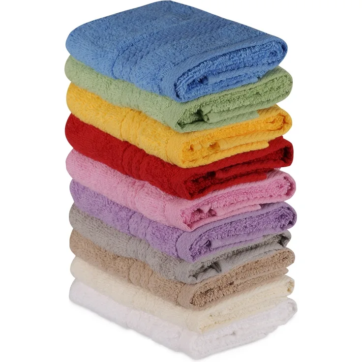 Waschhandtuch-Set (10-teilig), 'Rainbow', Grün, Blau, Gelb, Grau, Rot, Rosa, Lila, Weiß, Creme, Braun