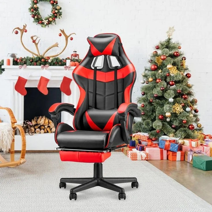 Ferghana Gaming-Stuhl Gaming Sessel mit Fußstütze,Kopfstütze,MassageLendenkissen (Packung), Ergonomisch Gaming Stuhl für Gamer YouTube Livestreaming Xbox – Bild 4