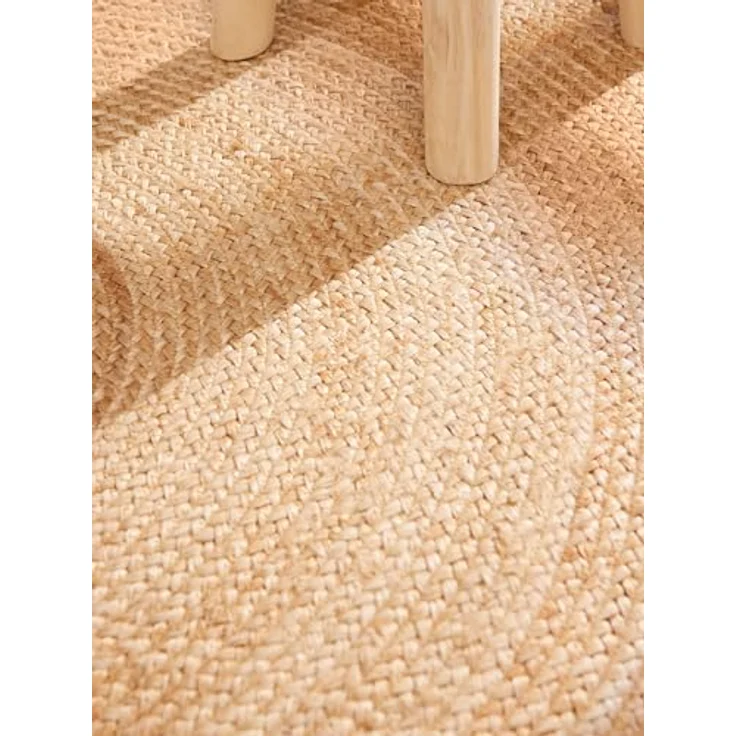 XXXL Juteteppich Jutta, rund, Creme-Gold, Oeko-Tex® Standard 100, für Fußbodenheizung geeignet, beidseitig verwendbar, pflegeleicht, 200 cm Durchmesser – Bild 9