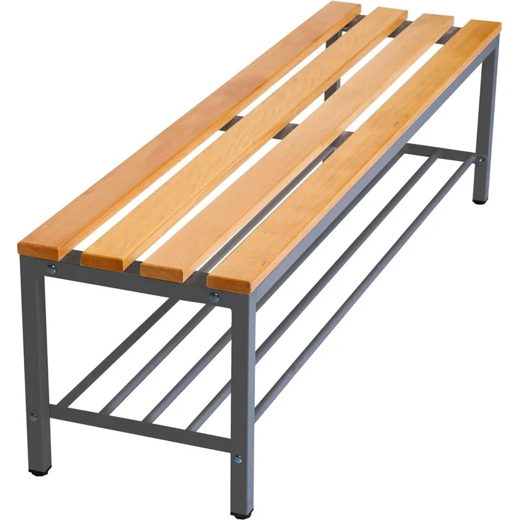 furni24 Bank Umkleidebank, Sitzbank für Umkleideräume mit Schuhrost BxHxT: 150 x 42 x 40 cm, Umkleidesitzbank, Umkleidebank, Garderobenbank, Sportbank, Bank mit Echtholz für Fitnessstudio – Bild 7