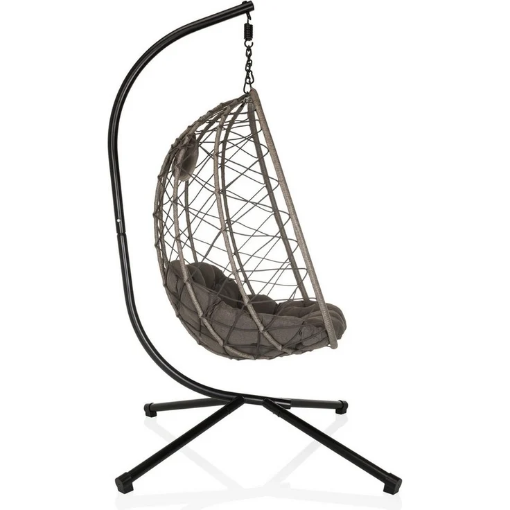 hjh LIVING Gartenstuhl Outdoor Stuhl COCOVA Stoff, Pe-Rattan, Eisen, Hängesessel Rattan Korb mit Sitzpolster wetterfest, Eisengestell – Bild 2