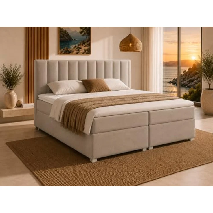 Best for Home Boxspringbett mit Bettkasten Trinity K-10 Bonellfederkern inkl. 7 cm Topper (Bonell-Matratze, gepolstertes Kopfteil, Doppelbett versch. Größen, 140x200 160x200 180x200 200x200 cm), Handwerksqualität, TOP Preis-Leistungs-Verhältnis – Bild 2