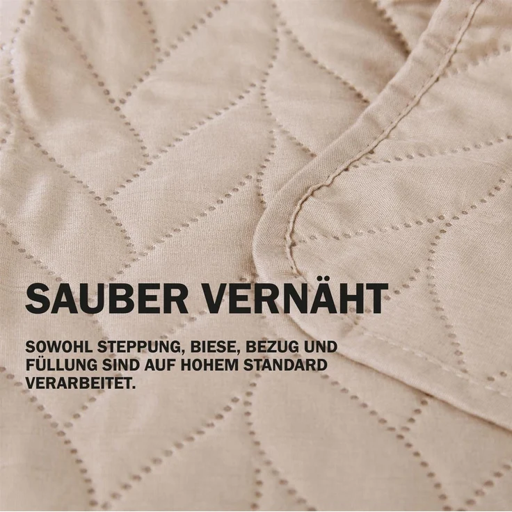 Tagesdecke XXL (220x240 cm) mit wattierter Zwischenlage (Beige) Bettüberwurf - ÖKO-Tex 100, Sommerdecke gesteppt - Steppdecke, Wendedecke – Bild 5