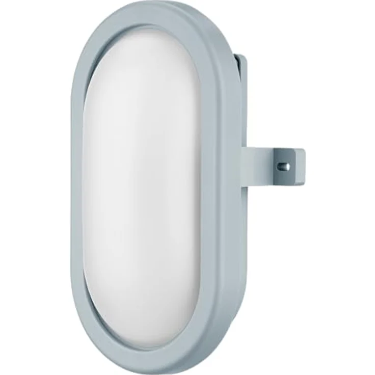 REV Kellerlampe - Feuchtraumleuchte LED oval (10W, 800lm, IP44), einsetzbar als Decken- oder Wandlampe, Feuchtraumlampe, grau – Bild 2