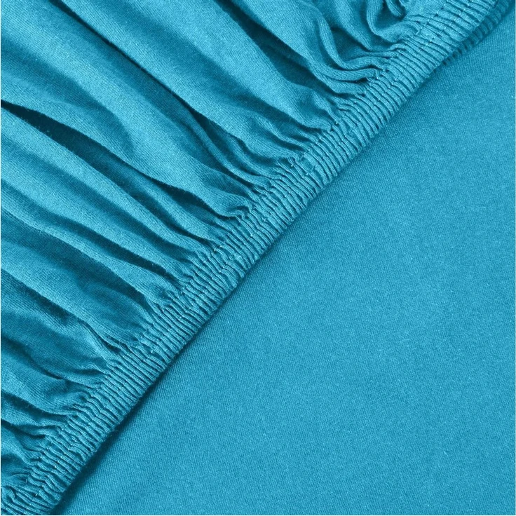 leevitex® Spannbettlaken, Premium 170g/m², Gummizug: rundum, schwer und dick, 100% Jersey-Baumwolle, Türkis / Ocean, 90 x 200 - 100 x 220 cm – Bild 2