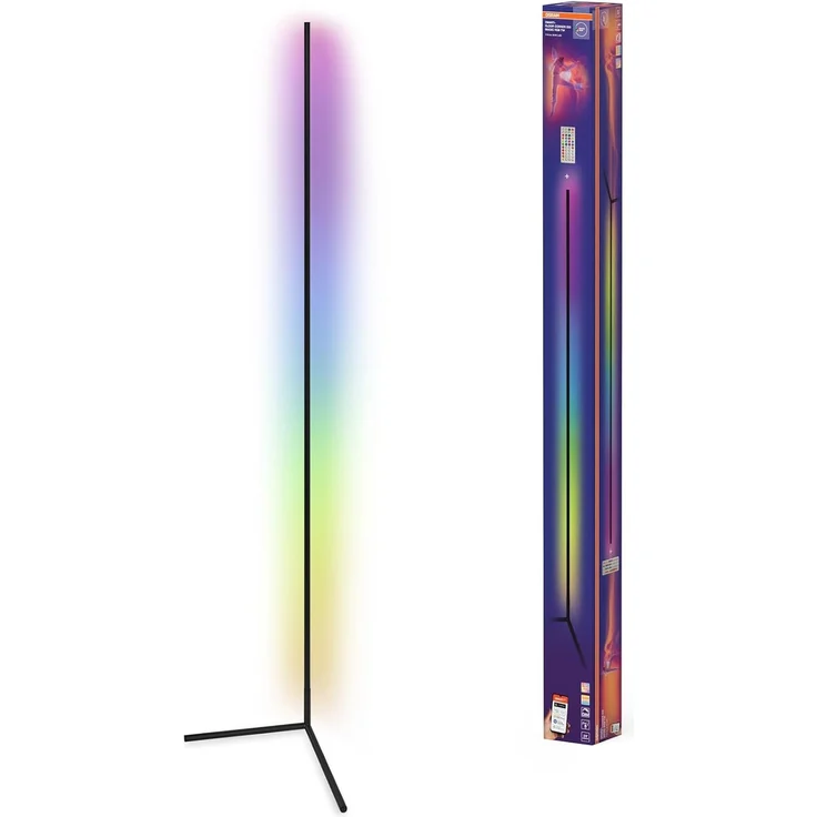 OSRAM Matter over Wifi Floor Corner LED Stehleuchte 2000mm, 20W, RGBW, 2700-6500K, WiFi, Fernbedienung, Schwarz, Ambientlicht