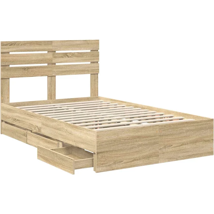 vidaXL Bettrahmen Sonoma-Eiche 120 x 190 cm Ingenieurs Holz 3411520 – Bild 5
